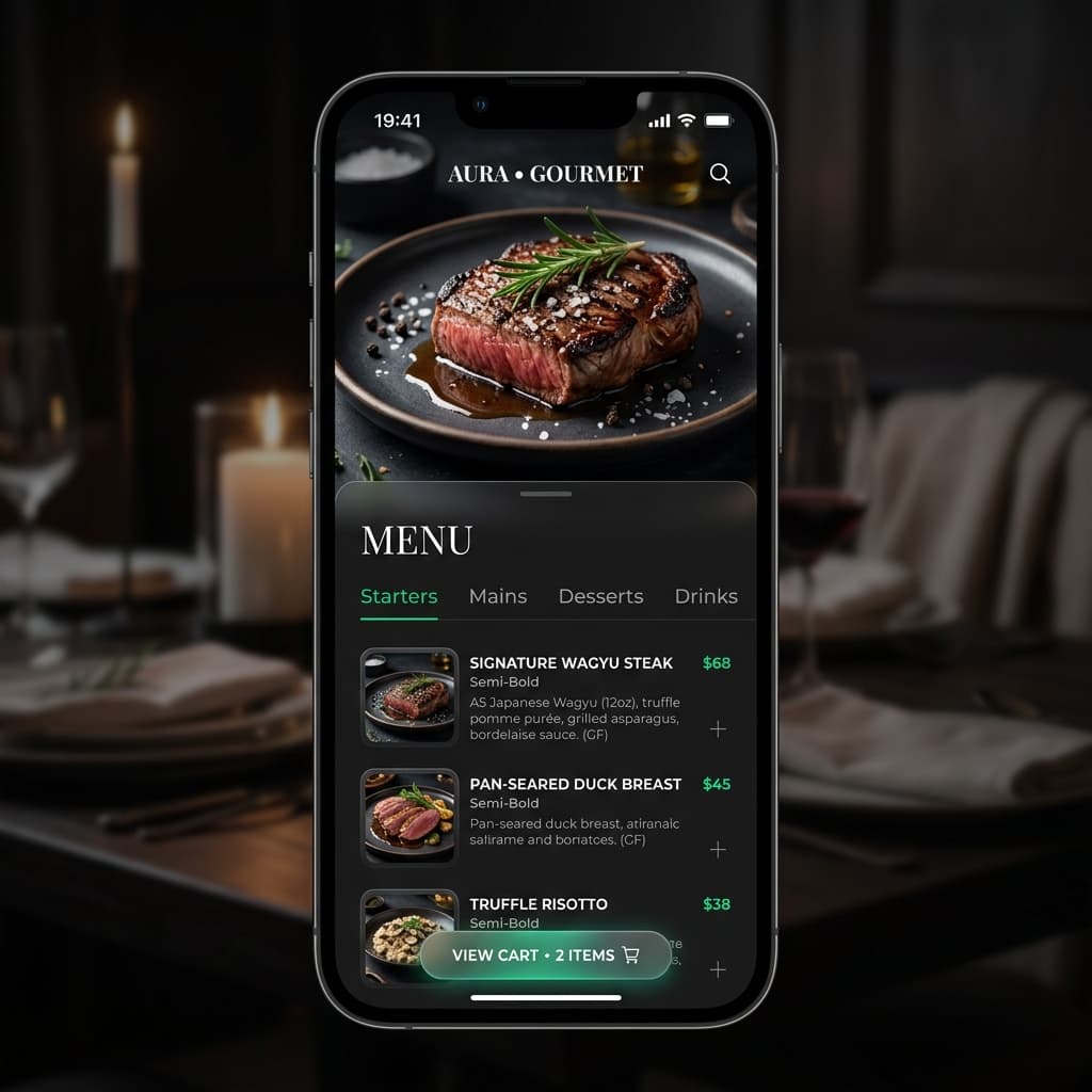 OurMenu guest menu interface